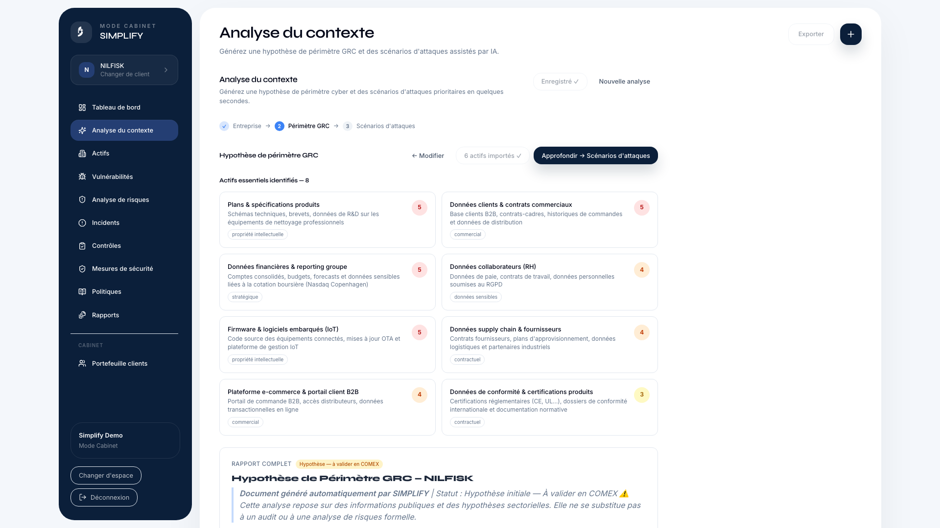 Cadrage IA dans Simplify GRC